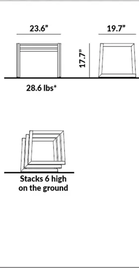 Single Flat Bench (23.6” long) dimensions