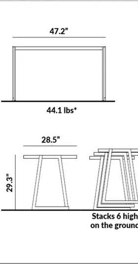 Rectangular Table (23.6” x 47.2”) dimensions