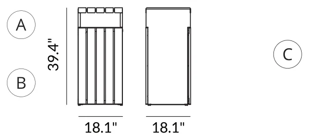 Basic Litter Bin dimensions