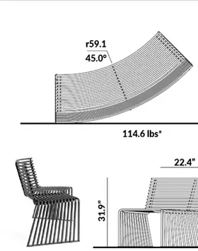 Concave Curved Bench with Backrest dimensions