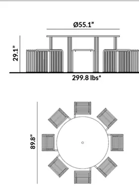 8-Seater Round Picnic Table dimensions