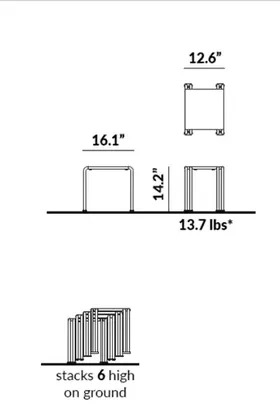 14.2” Tall Stool dimensions