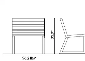 Single Seat Bench with Backrest dimensions