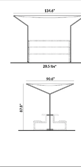 Sun-Shade, Framework Only (Note: Works with all tables in the collection) dimensions