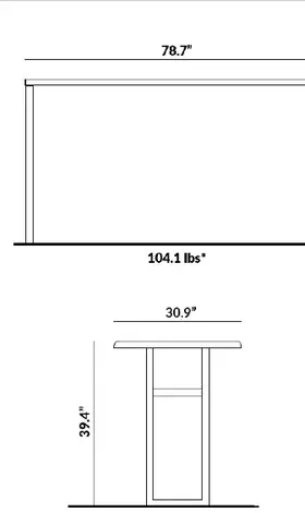 Tall Rectangular Table (Note: Standalone or Connectable to Benches) dimensions