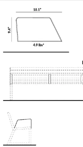 Right Arm for Bench with Backrest (Note: Single Arm) dimensions