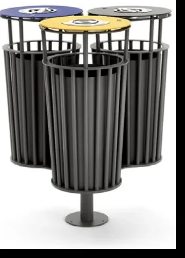 Double Pole-Mounted Litter Bin