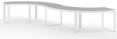Flat Curved Bench with a Metal Base & Arms